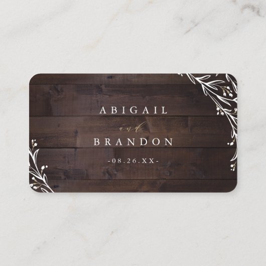 Rustic Wood Boho Floral country Wedding Details En Informatiekaartje (Achterkant)