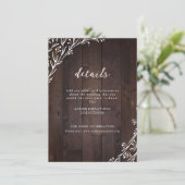 Rustic Wood Boho Floral country Wedding Details Informatiekaartje (Staand voorkant)