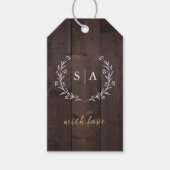 Rustic Wood Boho Floral country Wedding monogram Cadeaulabel (Voorkant)