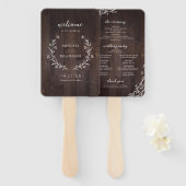 Rustic Wood Boho Floral Country Wedding Programme Handwaaier (Voorkant en achterkant)