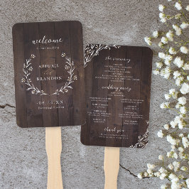 Rustic Wood Boho Floral Country Wedding Programme Handwaaier