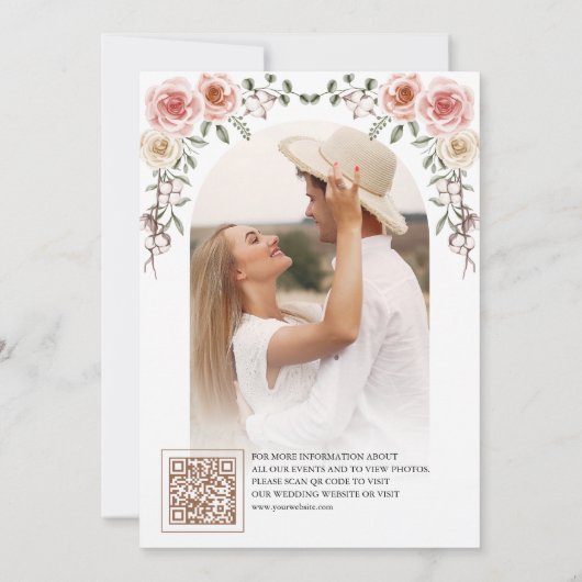 Rustic Wood Boho Floral Photo Canopy Wedding Save The Date (Achterkant)