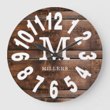 Rustic Wood Bold Numbers Familienaam Monogram