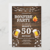 Rustic Wood Bonfire Party Beer 50ste verjaardag Kaart (Voorkant)