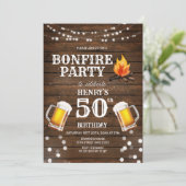 Rustic Wood Bonfire Party Beer 50ste verjaardag Kaart (Staand voorkant)