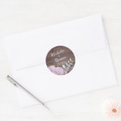 Rustic Wood Botancial Wedding Ronde Sticker (Envelop)