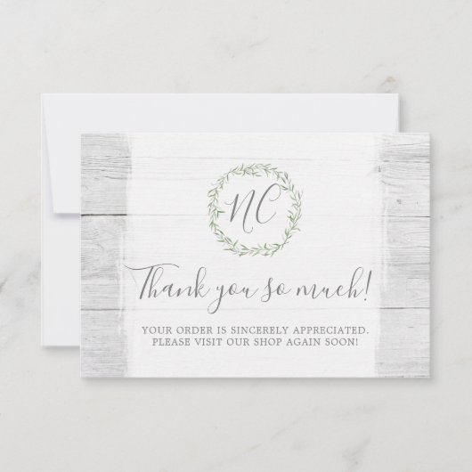 Rustic Wood & Botanical Leaf Branches Dank je Bedankkaart (Voorkant)