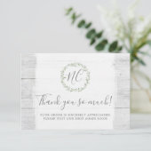 Rustic Wood & Botanical Leaf Branches Dank je Bedankkaart (Staand voorkant)