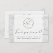 Rustic Wood & Botanical Leaf Branches Dank je Bedankkaart (Voorkant / Achterkant)