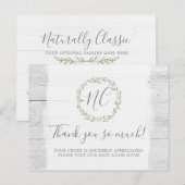 Rustic Wood & Botanical Leaf Branches Dank je Briefkaart (Voorkant / Achterkant)