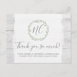 Rustic Wood & Botanical Leaf Branches Dank je Briefkaart
