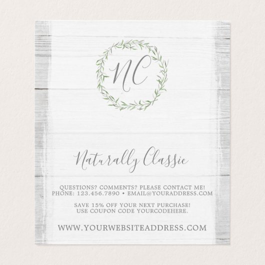 Rustic Wood & Botanical Leaf Branches Dank je Kaart (Binnenkant ongevouwen)