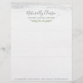 Rustic Wood & Botanical Leaf Branches Green Wreate Briefhoofd