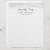 Rustic Wood & Botanical Leaf Branches Green Wreate Briefhoofd (Voorkant / Achterkant)