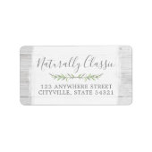 Rustic Wood & Botanical Leaf Branches Green Wreate Etiket (Voorkant)