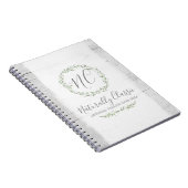 Rustic Wood & Botanical Leaf Branches Green Wreate Notitieboek (Rechterzijde)