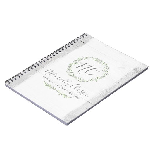 Rustic Wood & Botanical Leaf Branches Green Wreate Notitieboek (Linkerzijde)