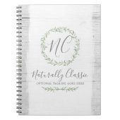 Rustic Wood & Botanical Leaf Branches Green Wreate Notitieboek (Voorkant)