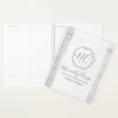 Rustic Wood & Botanical Leaf Branches Green Wreate Planner (Display)