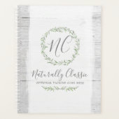 Rustic Wood & Botanical Leaf Branches Green Wreate Planner (Voorkant)
