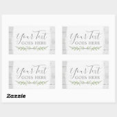 Rustic Wood & Botanical Leaf Branches Green Wreate Rechthoekige Sticker (Vel)