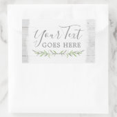 Rustic Wood & Botanical Leaf Branches Green Wreate Rechthoekige Sticker (Tas)