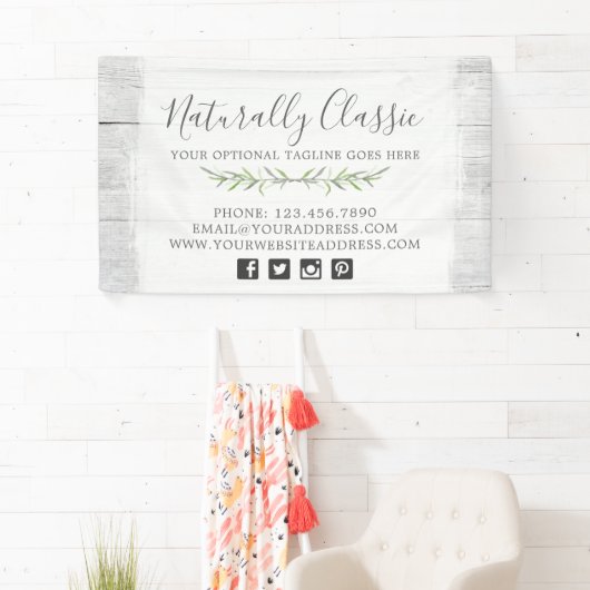 Rustic Wood & Botanical Leaf Branches Green Wreate Spandoek (Insitu)