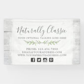 Rustic Wood & Botanical Leaf Branches Green Wreate Spandoek (Horizontaal)