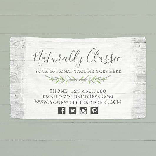 Rustic Wood & Botanical Leaf Branches Green Wreate Spandoek