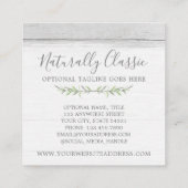 Rustic Wood & Botanical Leaf Branches Green Wreate Vierkante Visitekaartje (Achterkant)