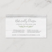 Rustic Wood & Botanical Leaf Branches Green Wreate Visitekaartje (Achterkant)