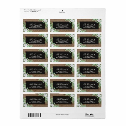 Rustic Wood Botanical Organic Greenery Wedding Etiket (Full Sheet)