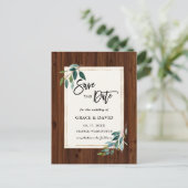 Rustic Wood Botanical Photo Wedding Save the Date Briefkaart (Staand voorkant)
