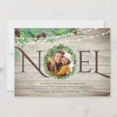 Rustic Wood Botanische Pijn met 1 NOEL Feestdagenkaart (Voorkant)