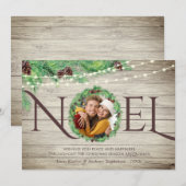 Rustic Wood Botanische Pijn met 1 NOEL Feestdagenkaart (Voorkant / Achterkant)