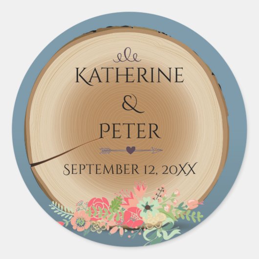 Rustic Wood Bouquet - Circle Sticker (Voorkant)
