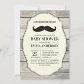 Rustic Wood Boy Baby shower Invitation - Mustache Kaart (Voorkant)