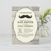 Rustic Wood Boy Baby shower Invitation - Mustache Kaart (Staand voorkant)