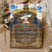 Rustic Wood Boy Baptism Christening Invitation Kaart