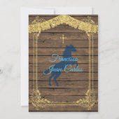 Rustic Wood Boy Baptism Christening Invitation Kaart (Achterkant)