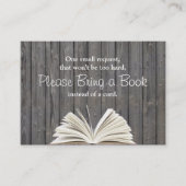 Rustic Wood Breng een boek Baby shower Insert Informatiekaartje (Voorkant)
