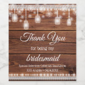Rustic Wood Bridal Hartelijk dank Wijn Etiket (Enkel label)