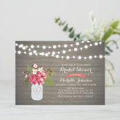 Rustic Wood Bridal Shower Invitation, Mason Jar Kaart (Staand voorkant)