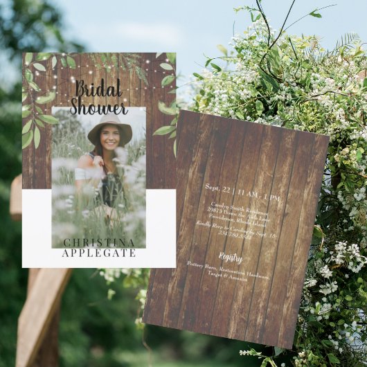 Rustic Wood Bride Photo Vrijgezellenfeest Kaart