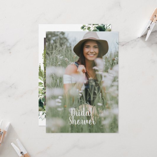 Rustic Wood Bride Photo Vrijgezellenfeest Kaart (Voorkant / Achterkant in situ)