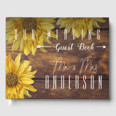 Rustic Wood Bright Yellow Sunflower Wedding Gastenboek (Voorkant)