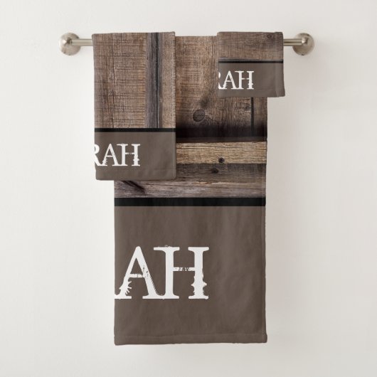 Rustic Wood Brown Farmhouse Barn Distress Bad Handdoek (Insitu)