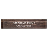 Rustic Wood Brown Monogram Naam Classy Elegant Naambordje (Voorkant)