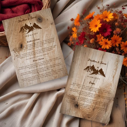 Rustic Wood Brown Mountains Landscape Wedding Wows Kaart