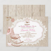 Rustic Wood Bruids Tea Party Uitnodigingen (Voorkant / Achterkant)